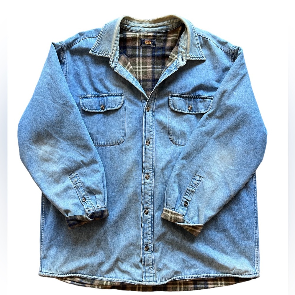 Mens Denim Route 66 Blanket Lined Jean Jacket - Picture 1 of 4